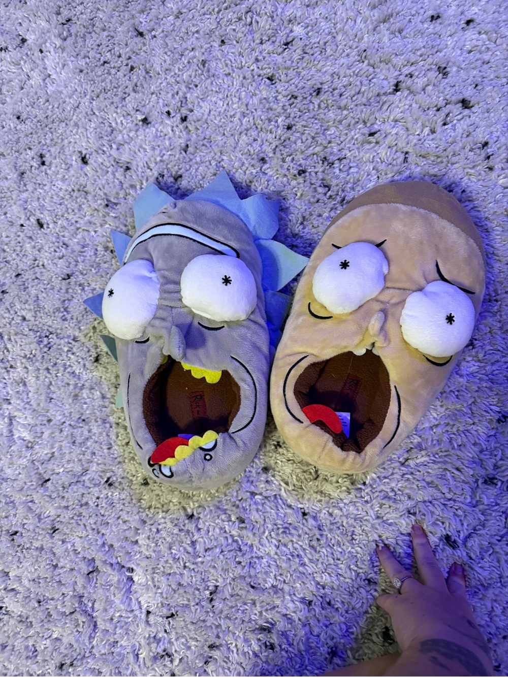Kids Plush Character One-Piece Slippers in Gray and Brown- Rick and Morty